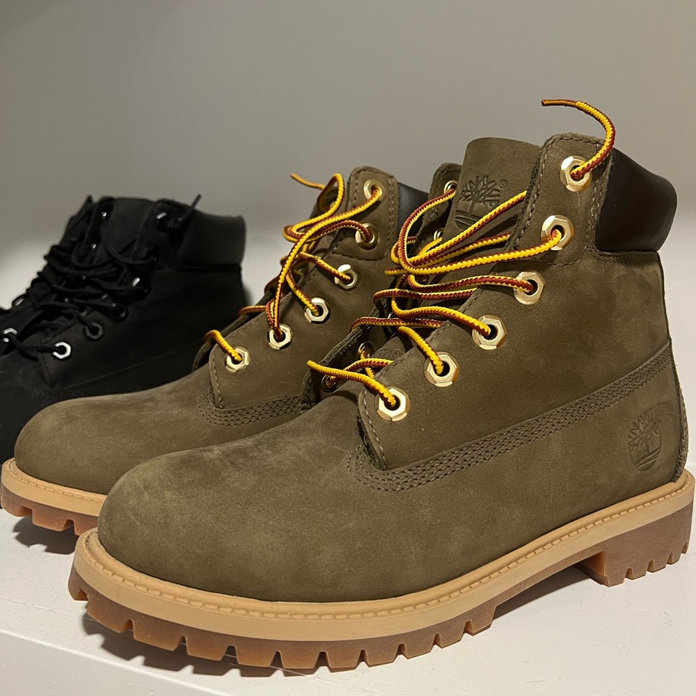 Olive green timberland premium waterproof 6 inch boots